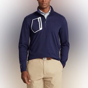 POLO BY RALPH LAUREN - BRUSHED BACK TECH JERSEY 1/4-ZIP W/ REFLECTIVE POCKET